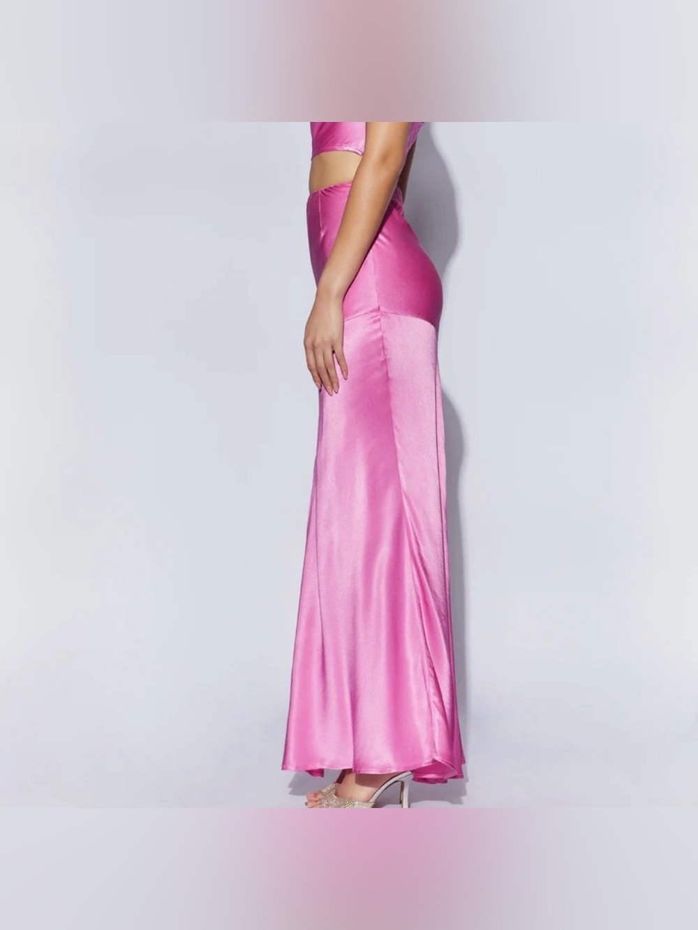 Meshki Poppy Satin Maxi Skirt in Pink - Picture 3 of 4